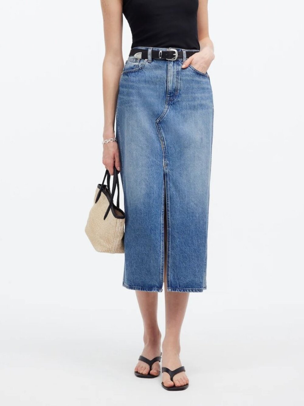 Madewell Rilee Denim Midi Skirt in Enmore Wash Size 27